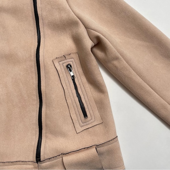 EVIE faux leather moto jacket in blush pink - Picture 4 of 11